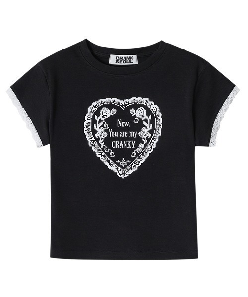 A'GEM/9 × .kom 『CRANK/クランク』 LACE HEART PRINTING TOP