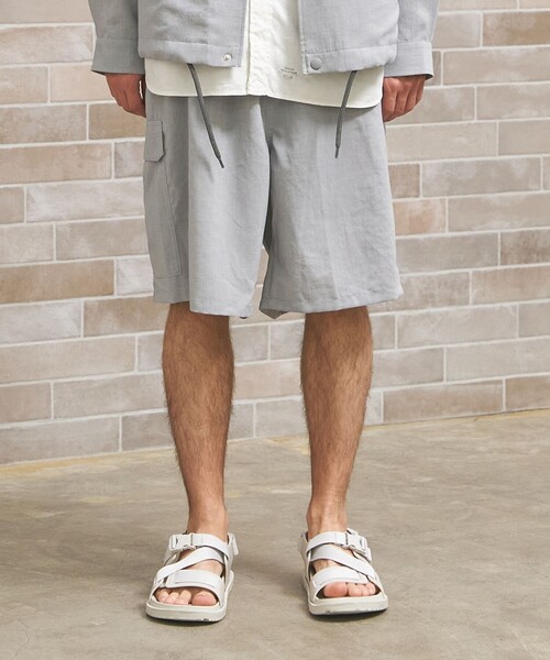 J.PRESS YORK STREET(ジェイプレスヨークストリート)の「【UNISEX】リネンライクイージーカーゴ ハーフパンツ(その他パンツ・メンズ・ブラック系/ブラウン系/ライトグリーン系/ライトグレー系・LARGE/SMALL)」の1枚目の写真