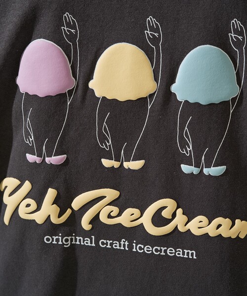 ICECREAM グラフィックロゴプリントカットソー 半袖 イエロー ICECREAM グラフィックロゴプリントカットソー 半袖 イエロー
