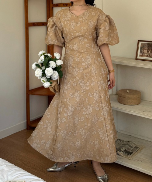 efill（エフィル）の「ボリューム袖 の ジャガード ワンピース（ワンピース・レディース・ベージュ/ホワイト/ブラウン・S/M）」の13枚目の写真