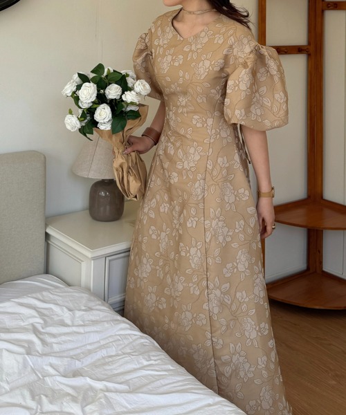 efill（エフィル）の「ボリューム袖 の ジャガード ワンピース（ワンピース・レディース・ベージュ/ホワイト/ブラウン・S/M）」の15枚目の写真