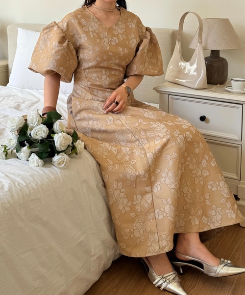 efill（エフィル）の「ボリューム袖 の ジャガード ワンピース（ワンピース・レディース・ベージュ/ホワイト/ブラウン・S/M）」の20枚目の写真