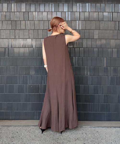 未使用　麻、レーヨン　ワンピース セール】麻レーヨンAラインワンピース（ワンピース）｜Jines