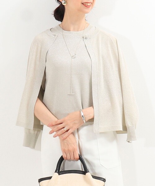MICO COULIER（ミコクリエ）の「《セット商品》ラメノースリーブ+カーディガン（ニット/セーター・レディース・ライトパープル/シルバー/ネイビー/モカ・38）」の10枚目の写真