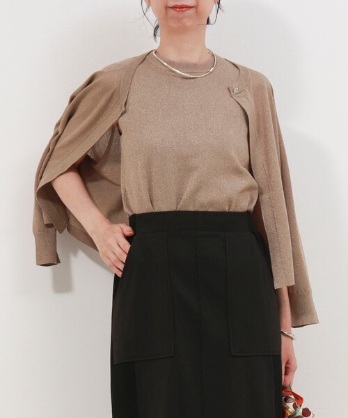 MICO COULIER（ミコクリエ）の「《セット商品》ラメノースリーブ+カーディガン（ニット/セーター・レディース・ライトパープル/シルバー/ネイビー/モカ・38）」の22枚目の写真