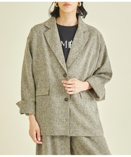 Settimissimo(セッティミッシモ)の「サマーツィ-ド オーバーサイズ ジャケット(テーラードジャケット・レディース・アイボリー/ブラウン・FREE)」の2枚目の写真