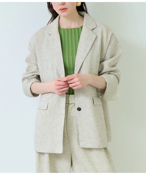Settimissimo(セッティミッシモ)の「サマーツィ-ド オーバーサイズ ジャケット(テーラードジャケット・レディース・アイボリー/ブラウン・FREE)」の1枚目の写真
