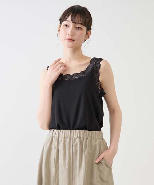 MELROSE claire(メルローズ クレール)の「【レースタンクトップ】(タンクトップ・レディース・ブラック/オフホワイト/チャコールグレー/ライトグレー・3/4)」の3枚目の写真