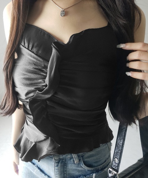 me+em select（ミームセレクト）の「【 ２color  】オーガンジーボリュームフリルビスチェ ／ organdy volume Frill Bustier（その他トップス・レディース・ブラック/ホワイト・FREE）」の22枚目の写真