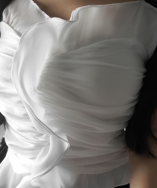 me+em select（ミームセレクト）の「【 ２color  】オーガンジーボリュームフリルビスチェ ／ organdy volume Frill Bustier（その他トップス・レディース・ブラック/ホワイト・FREE）」の13枚目の写真