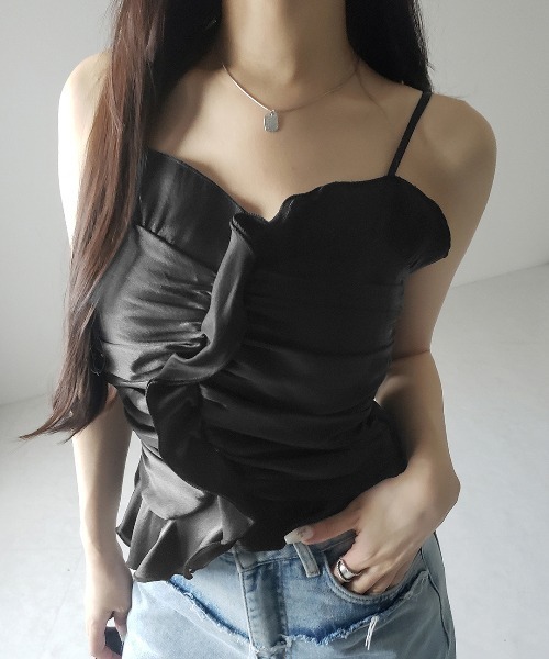me+em select（ミームセレクト）の「【 ２color  】オーガンジーボリュームフリルビスチェ ／ organdy volume Frill Bustier（その他トップス・レディース・ブラック/ホワイト・FREE）」の4枚目の写真