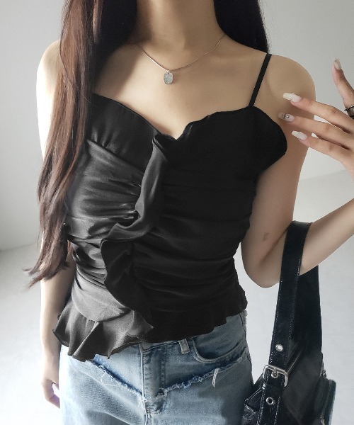 me+em select（ミームセレクト）の「【 ２color  】オーガンジーボリュームフリルビスチェ ／ organdy volume Frill Bustier（その他トップス・レディース・ブラック/ホワイト・FREE）」の11枚目の写真