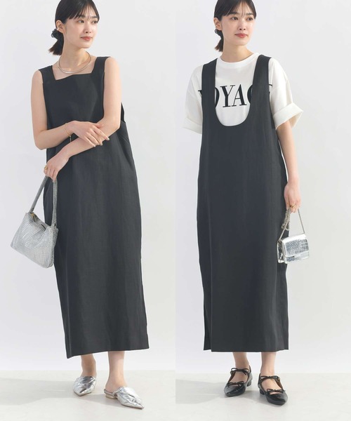 PICCIN(ピッチン)の「前後2wayリネンワンピース(ワンピース・レディース・ブラック/ベージュ・M)」の2枚目の写真