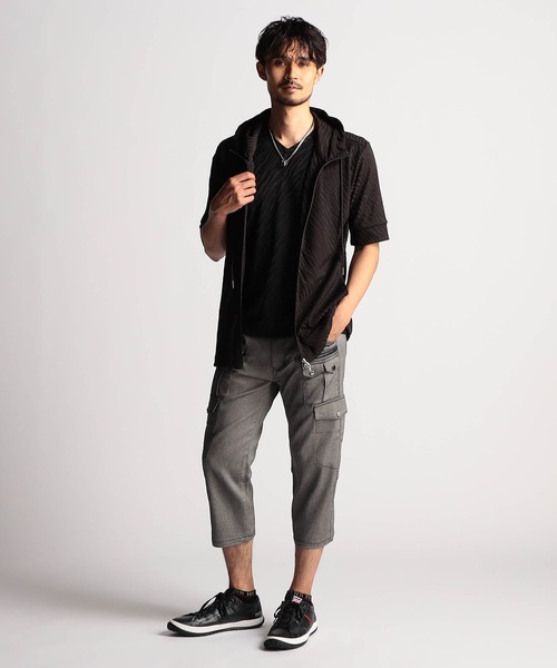 NICOLE CLUB FOR MEN（ニコルクラブフォーメン）の「【２５モデルEC限定再販売】ガムストレッチ　クロップドカーゴパンツ（その他パンツ・メンズ・ブラック系/チャコール/カーキ系/ネイビー・SMALL/MEDIUM/X-LARGE/LARGE）」の6枚目の写真