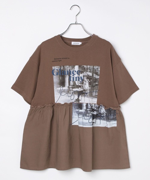 LEPSIM（レプシィム）の「切り替えリメイク風ロゴT　492414（Tシャツ/カットソー・レディース・グレー/ライトグレー/ブルー/ブラック/ブラウン・FREE）」の4枚目の写真