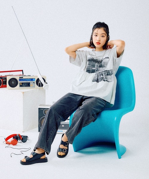 セール】切り替えリメイク風ロゴT 492414（Tシャツ/カットソー