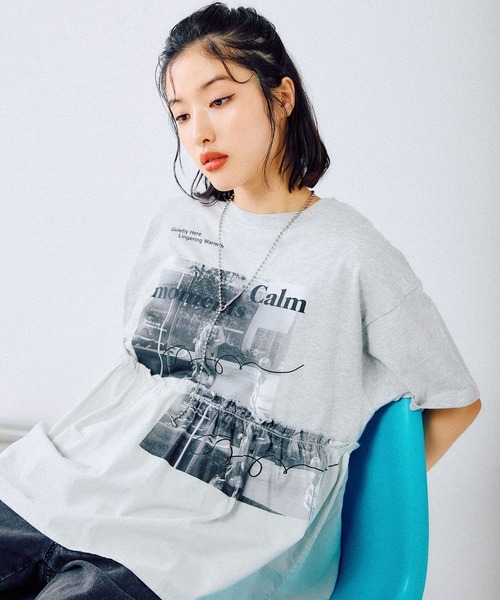 専用MIMAE リメイクカットソー セール】切り替えリメイク風ロゴT 492414（Tシャツ/カットソー