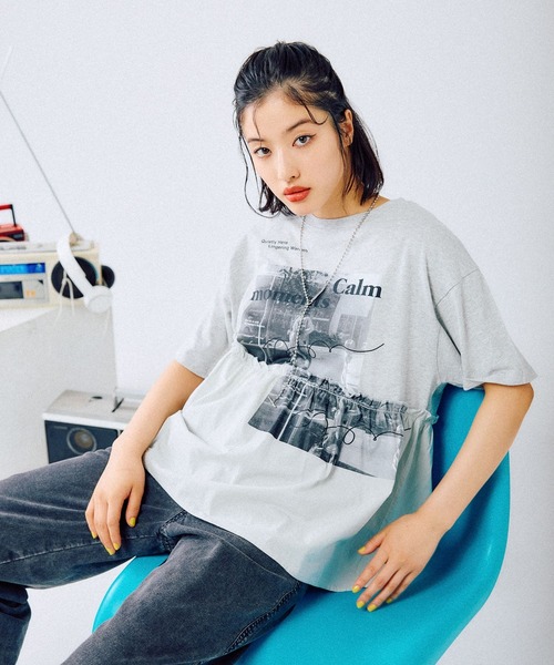 切り替えリメイク風ロゴT 492414（Tシャツ/カットソー）｜LEPSIM
