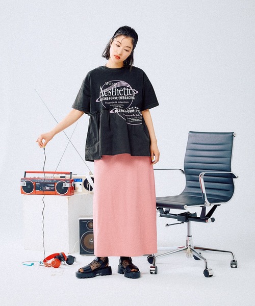 LEPSIM（レプシィム）の「切り替えリメイク風ロゴT　492414（Tシャツ/カットソー・レディース・グレー/ライトグレー/ブルー/ブラック/ブラウン・FREE）」の12枚目の写真