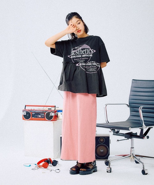 LEPSIM（レプシィム）の「切り替えリメイク風ロゴT　492414（Tシャツ/カットソー・レディース・グレー/ライトグレー/ブルー/ブラック/ブラウン・FREE）」の14枚目の写真