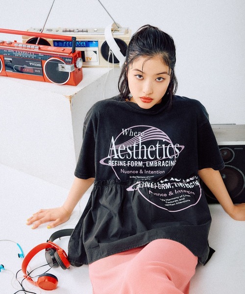 LEPSIM（レプシィム）の「切り替えリメイク風ロゴT　492414（Tシャツ/カットソー・レディース・グレー/ライトグレー/ブルー/ブラック/ブラウン・FREE）」の15枚目の写真