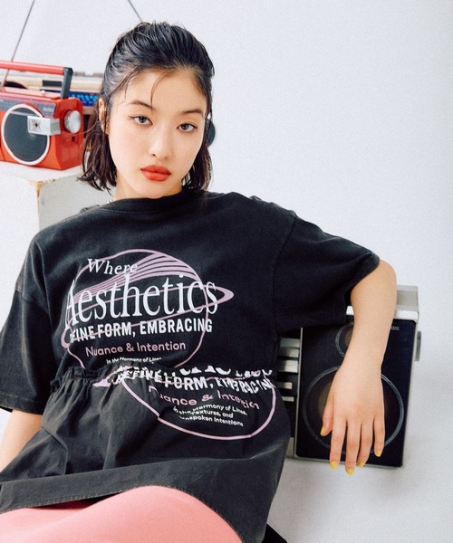 LEPSIM（レプシィム）の「切り替えリメイク風ロゴT　492414（Tシャツ/カットソー・レディース・グレー/ライトグレー/ブルー/ブラック/ブラウン・FREE）」の16枚目の写真