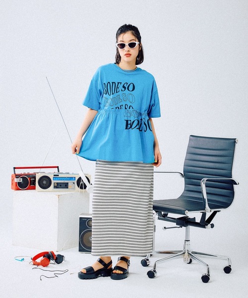 LEPSIM（レプシィム）の「切り替えリメイク風ロゴT　492414（Tシャツ/カットソー・レディース・グレー/ライトグレー/ブルー/ブラック/ブラウン・FREE）」の18枚目の写真