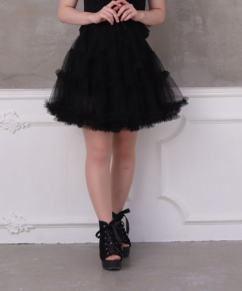 axes femme（アクシーズファム）の「チュールミニスカート（スカート・レディース・キナリ/ブラック・FREE）」の2枚目の写真