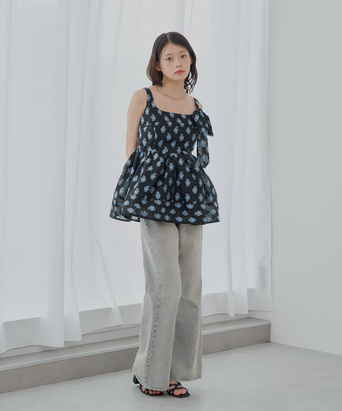 Chico(チコ)の「【SALON by Chico】アシメリボンボリュームフラワーキャミチュニック(チュニック・レディース・ピンク/アイボリー/ブラック・FREE)」の12枚目の写真