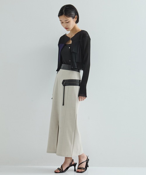 STUDIOUS/ステュディオス】Leather Belted Straight SK/レザー