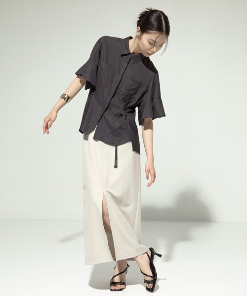 セール】【STUDIOUS/ステュディオス】Leather Belted Straight