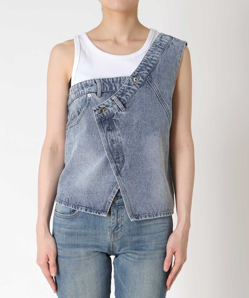 Three Four Time（ｽﾘｰﾌｫｰﾀｲﾑ）の「リメイク風デニムビスチェ