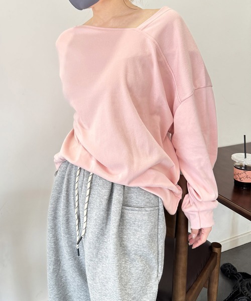 Miniministore（ミニミニストア）の「2WAY アシンメトリーネックトップス（Tシャツ/カットソー・レディース・ライトグレー/ラベンダー/ダークグレー/ベージュ/ライトピンク/ブラック/ダークブルー/ライトグリーン・FREE）」の8枚目の写真