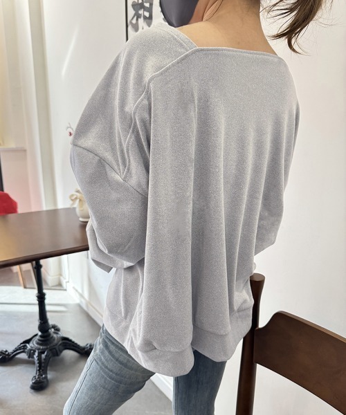 Miniministore（ミニミニストア）の「2WAY アシンメトリーネックトップス（Tシャツ/カットソー・レディース・ライトグレー/ラベンダー/ダークグレー/ベージュ/ライトピンク/ブラック/ダークブルー/ライトグリーン・FREE）」の11枚目の写真
