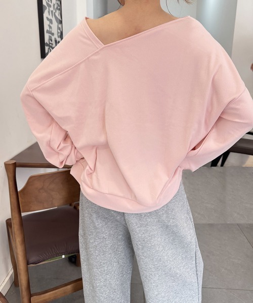 Miniministore（ミニミニストア）の「2WAY アシンメトリーネックトップス（Tシャツ/カットソー・レディース・ライトグレー/ラベンダー/ダークグレー/ベージュ/ライトピンク/ブラック/ダークブルー/ライトグリーン・FREE）」の14枚目の写真