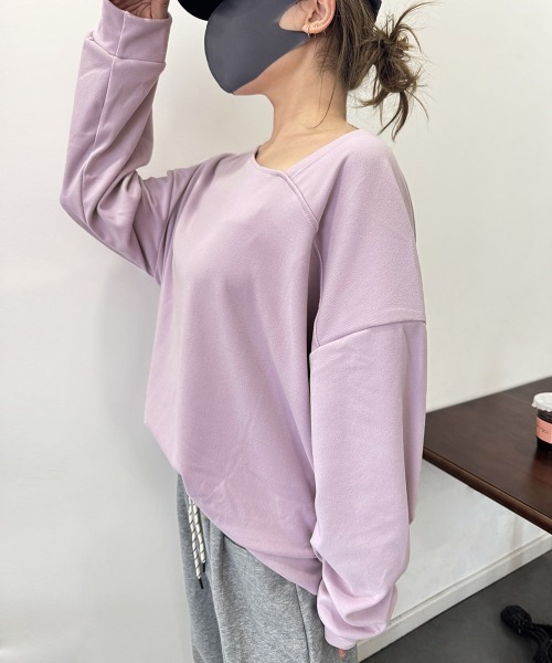 Miniministore(ミニミニストア)の「2WAY アシンメトリーネックトップス(Tシャツ/カットソー・レディース・ライトグレー/ラベンダー/ダークグレー/ベージュ/ライトピンク/ブラック/ダークブルー/ライトグリーン・FREE)」の16枚目の写真