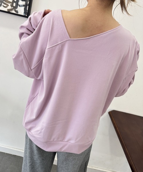 Miniministore（ミニミニストア）の「2WAY アシンメトリーネックトップス（Tシャツ/カットソー・レディース・ライトグレー/ラベンダー/ダークグレー/ベージュ/ライトピンク/ブラック/ダークブルー/ライトグリーン・FREE）」の17枚目の写真