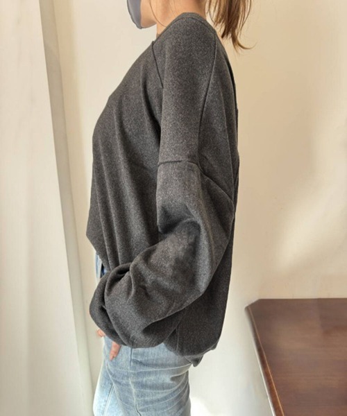 Miniministore（ミニミニストア）の「2WAY アシンメトリーネックトップス（Tシャツ/カットソー・レディース・ライトグレー/ラベンダー/ダークグレー/ベージュ/ライトピンク/ブラック/ダークブルー/ライトグリーン・FREE）」の20枚目の写真