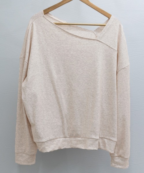 Miniministore（ミニミニストア）の「2WAY アシンメトリーネックトップス（Tシャツ/カットソー・レディース・ライトグレー/ラベンダー/ダークグレー/ベージュ/ライトピンク/ブラック/ダークブルー/ライトグリーン・FREE）」の22枚目の写真