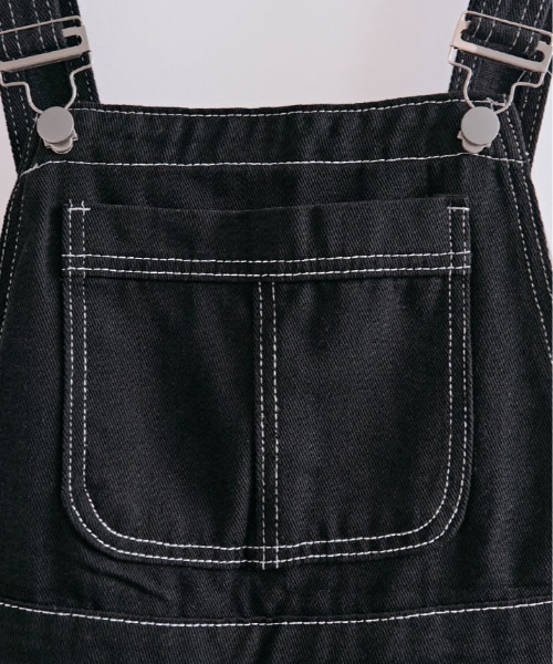 kirakiraShop（キラキラショップ）の「バック リボン カラー デニム ショート サロペット（サロペット/オーバーオール・レディース・ブラック/ブルー/ホワイト・S/M/L）」の19枚目の写真