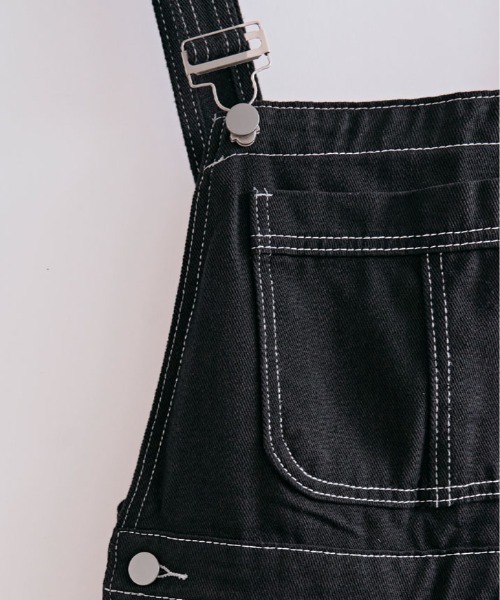 kirakiraShop（キラキラショップ）の「バック リボン カラー デニム ショート サロペット（サロペット/オーバーオール・レディース・ブラック/ブルー/ホワイト・S/M/L）」の20枚目の写真