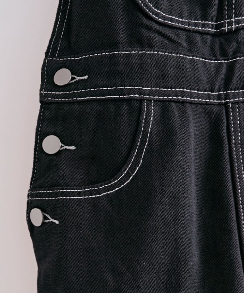 kirakiraShop（キラキラショップ）の「バック リボン カラー デニム ショート サロペット（サロペット/オーバーオール・レディース・ブラック/ブルー/ホワイト・S/M/L）」の22枚目の写真