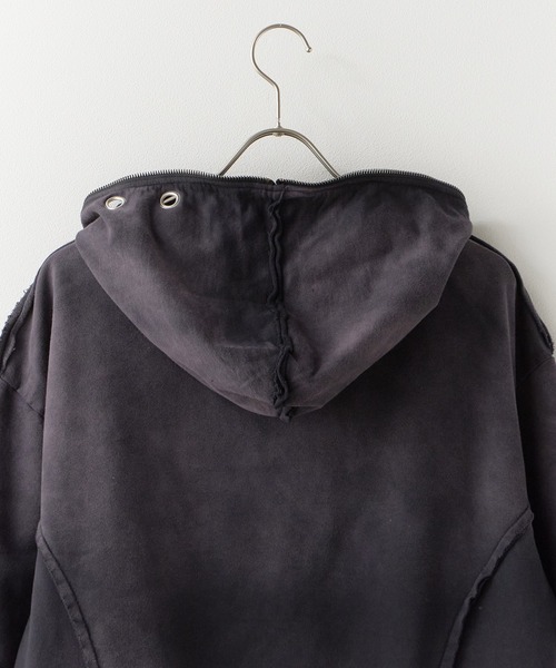 SUGGESTION（サジェッション）の「SUGGESTION/サジェッション グランジ加工ZIPプルパーカー（パーカー・メンズ・ブラック/ベージュ/パープル・L/M）」の5枚目の写真