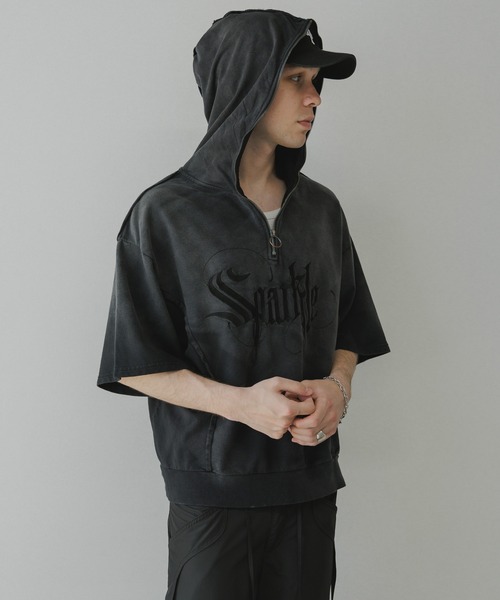 SUGGESTION（サジェッション）の「SUGGESTION/サジェッション グランジ加工ZIPプルパーカー（パーカー・メンズ・ブラック/ベージュ/パープル・L/M）」の21枚目の写真