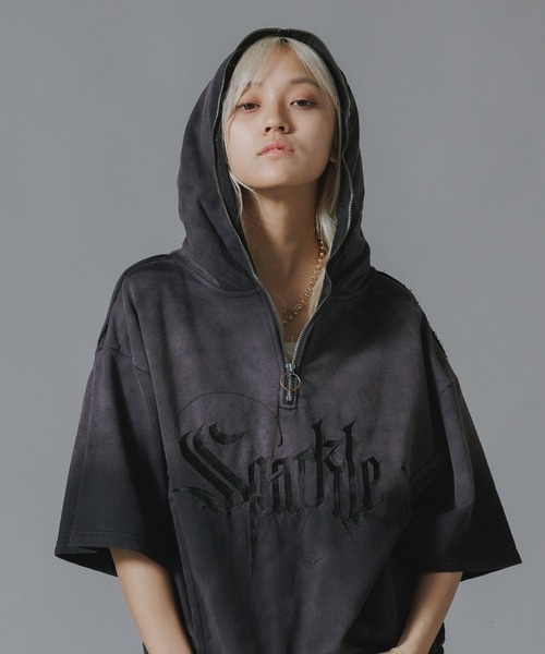 極上 イタリア製 グランジ レザー ブルゾン フード パーカー ヘビーウェイト黒 1／14 2時までの限定価格】ヴィンテージライクフェイクレザーBIG