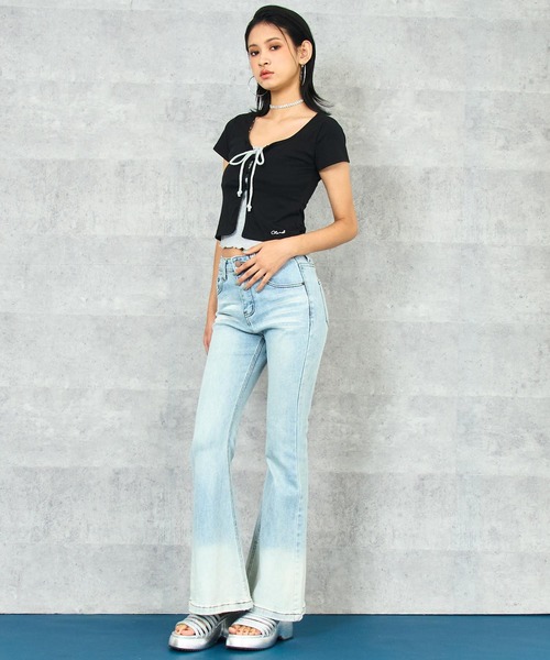 ANAP（アナップ）の「ストレッチ フレア デニム パンツ（デニムパンツ・レディース・ライトブルー/ブラック・S/M）」の22枚目の写真