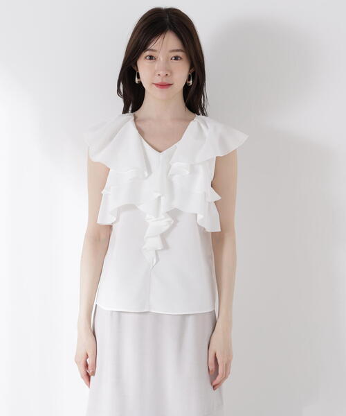 PROPORTION BODY DRESSING(プロポーションボディドレッシング)の「フリル半袖ブラウス / 1215110600(シャツ/ブラウス・レディース・ホワイト/グレー・FREE)」の17枚目の写真