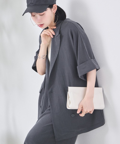 KATHARINE ROSS(キャサリンロス)の「【KATHARINE ROSS】サラらくジャケット(テーラードジャケット・レディース・ブラック/チャコールグレー・MEDIUM)」の1枚目の写真