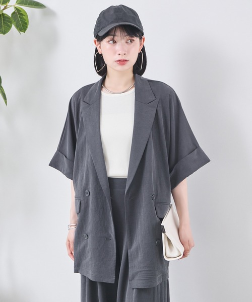 KATHARINE ROSS(キャサリンロス)の「【KATHARINE ROSS】サラらくジャケット(テーラードジャケット・レディース・ブラック/チャコールグレー・MEDIUM)」の19枚目の写真