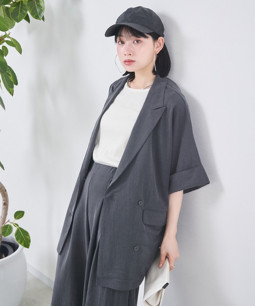 KATHARINE ROSS(キャサリンロス)の「【KATHARINE ROSS】サラらくジャケット(テーラードジャケット・レディース・ブラック/チャコールグレー・MEDIUM)」の16枚目の写真